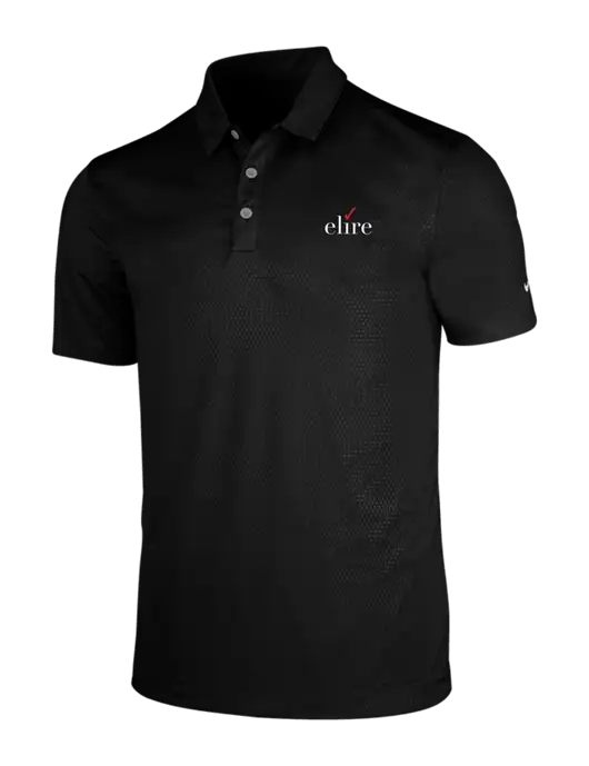 NIKE Black Dri-Fit Embossed Tri-Blade Polo w/Elire Logo
