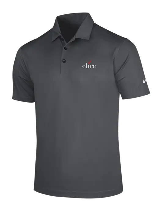 NIKE Dark Grey Dri-Fit Vertical Mesh Polo w/Elire Logo