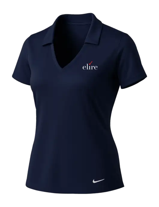 NIKE Dark Navy Womens Dri-Fit Vertical Mesh Polo w/Elire Logo