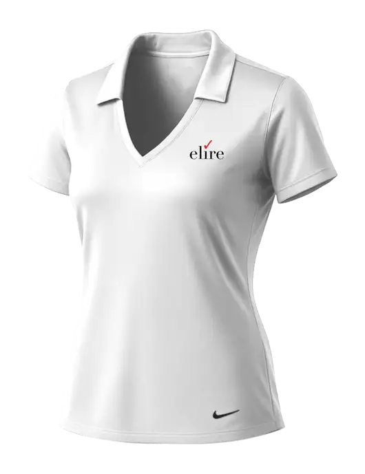 NIKE White Womens Dri-Fit Vertical Mesh Polo w/Elire Logo