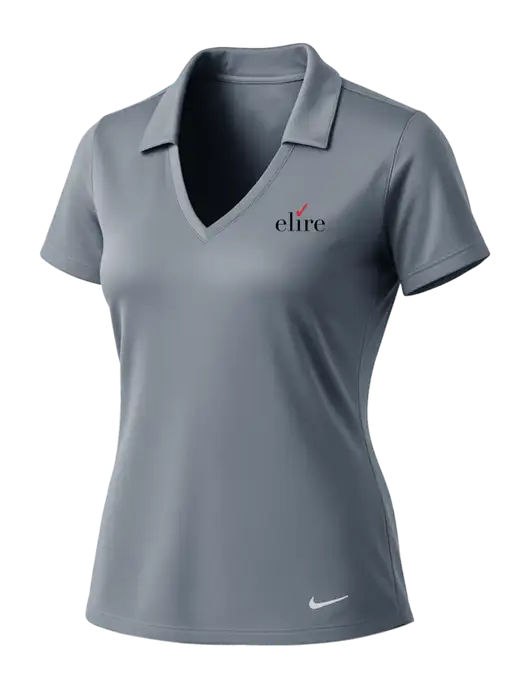 NIKE Medium Grey Womens Dri-Fit Vertical Mesh Polo w/Elire Logo