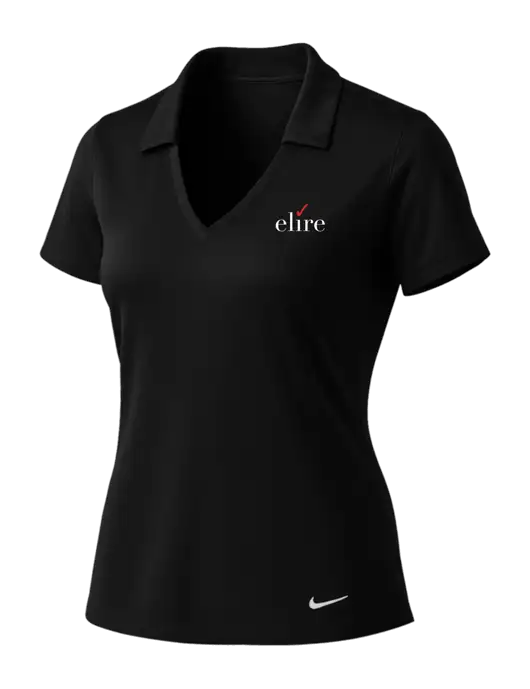 NIKE Black Womens Dri-Fit Vertical Mesh Polo w/Elire Logo
