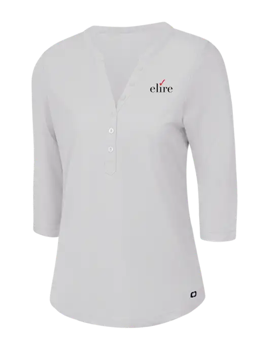 OGIO Bright White Jewel Henley w/Elire Logo