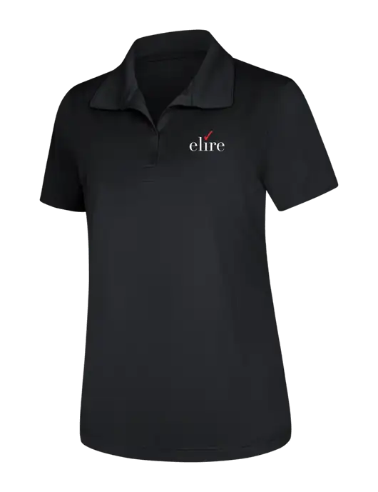 Womens Black Micropique Sport-Wick Polo w/Elire Logo