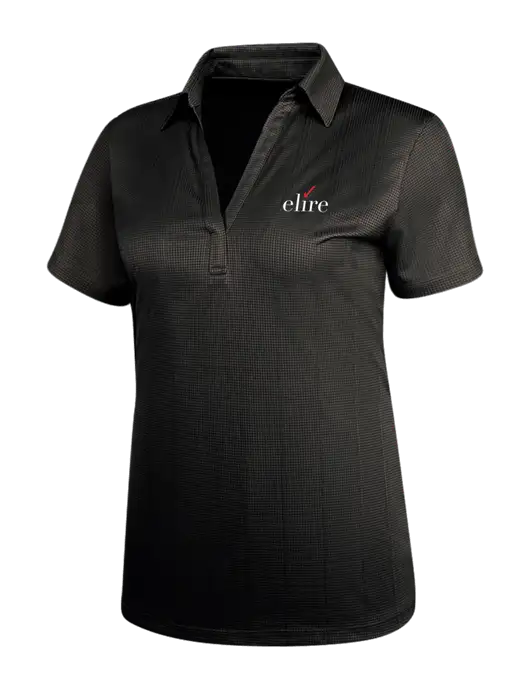 Black Womens Performance Fine Jacquard Polo w/Elire Logo