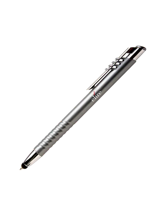 Schirhart Grey Stylus Pen - Blue Ink w/Elire Logo