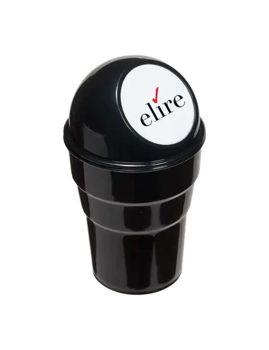Black Car Cup Holder Trash Can w/Elire Logo