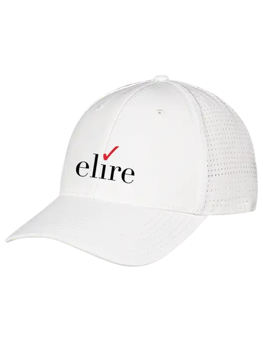 White Performance Stretchable Cap Hook & Loop w/Elire Logo
