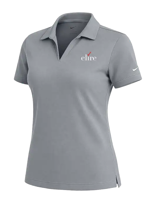NIKE Medium Grey Womens Dri-Fit Micro Pique Polo w/Elire Logo