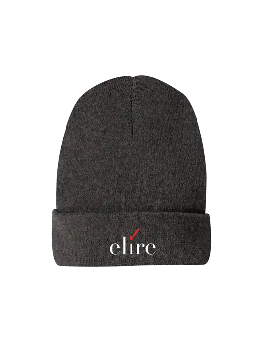 Recycled Charcoal Heather Beanie w/Elire Logo
