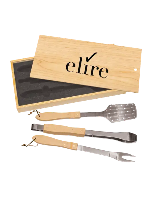 Wood BBQ Gift Set w/Elire Logo