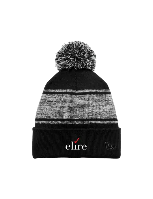 New Era Black/Charcoal Knit Chilled Pom Beanie w/Elire Logo