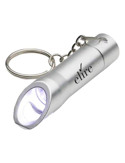Silver Pocket LED Flashlight with Bottle Opener & Keychain w/Elire Logo