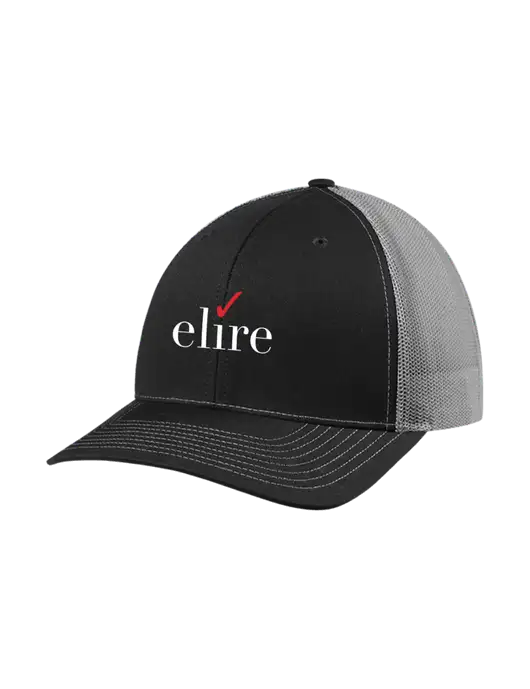 Richardson Adjustable Snapback Original 112 Trucker Cap Black w/Charcoal Mesh w/Elire Logo