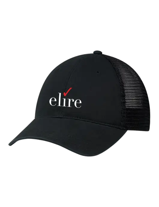 Richardson 111 Garment Washed Trucker Cap Black w/Black Mesh w/Elire Logo