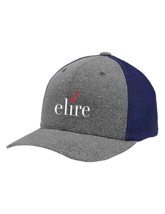 Flexfit Navy/Medium Grey Heather Melange Mesh Back Trucker Cap w/Elire Logo