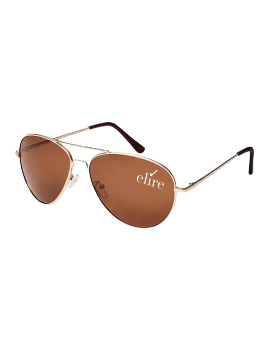 Aviator Coffee Brown with Gold Sunglasses  w/Elire Logo