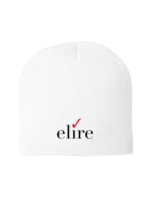 Solid White Element Knit Beanie w/Elire Logo