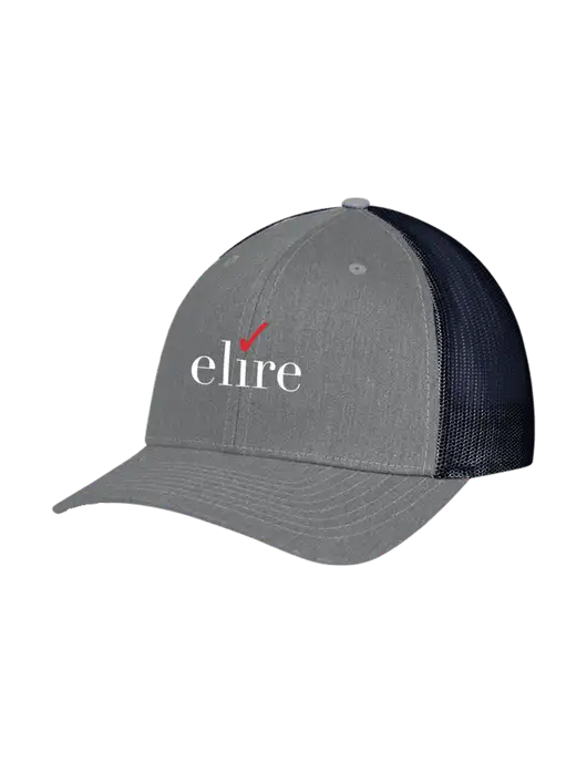 Richardson Adjustable Snapback Original 112 Trucker Cap Heather Grey w/Navy Mesh w/Elire Logo