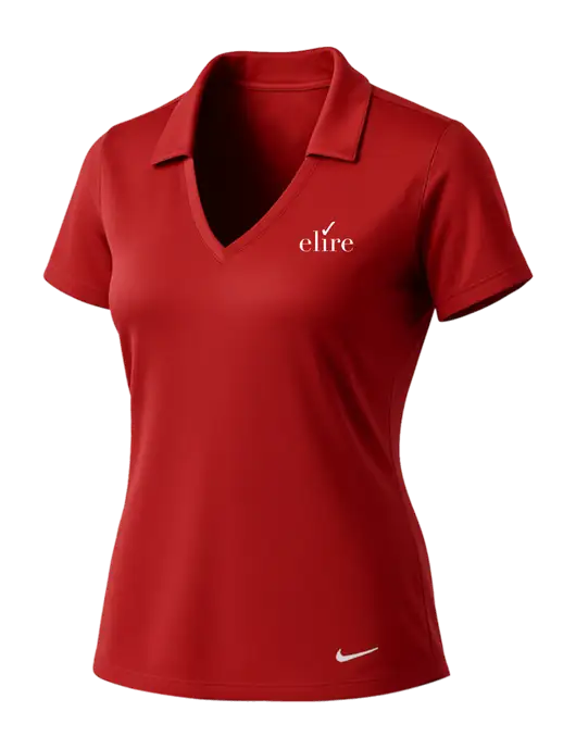 NIKE Red Womens Dri-Fit Vertical Mesh Polo w/Elire Logo
